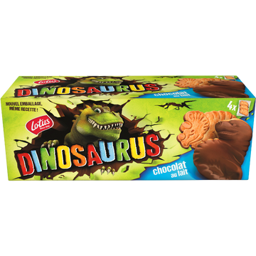 Biscuits nappés chocolat au lait DINOSAURUS, 225g