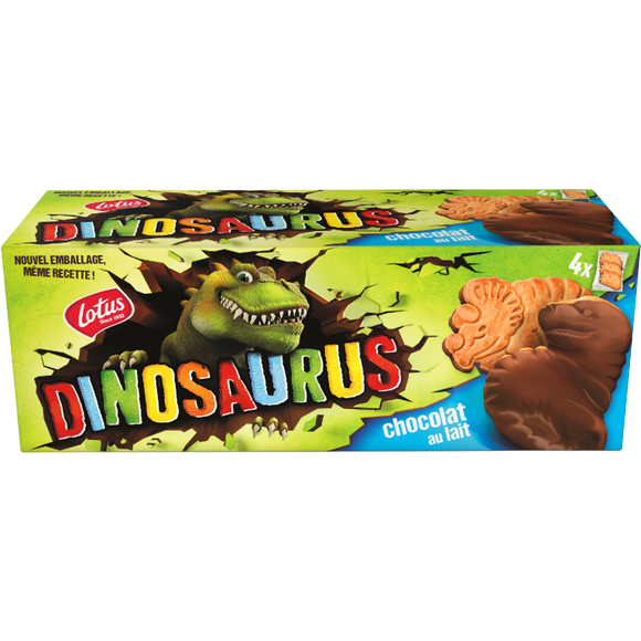 Biscuits nappés chocolat au lait DINOSAURUS, 225g