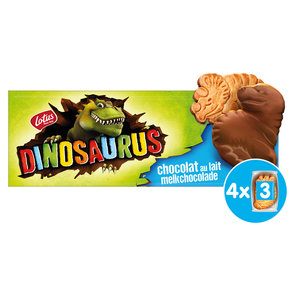 Biscuits nappés chocolat au lait DINOSAURUS, 225g