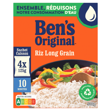 Riz Sachet Cuisson Long Grain 10mn BEN'S ORIGINAL sachet cuisson 4x125g 500g