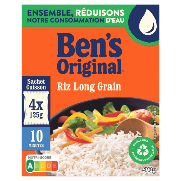 Riz Sachet Cuisson Long Grain 10mn BEN'S ORIGINAL sachet cuisson 4x125g 500g