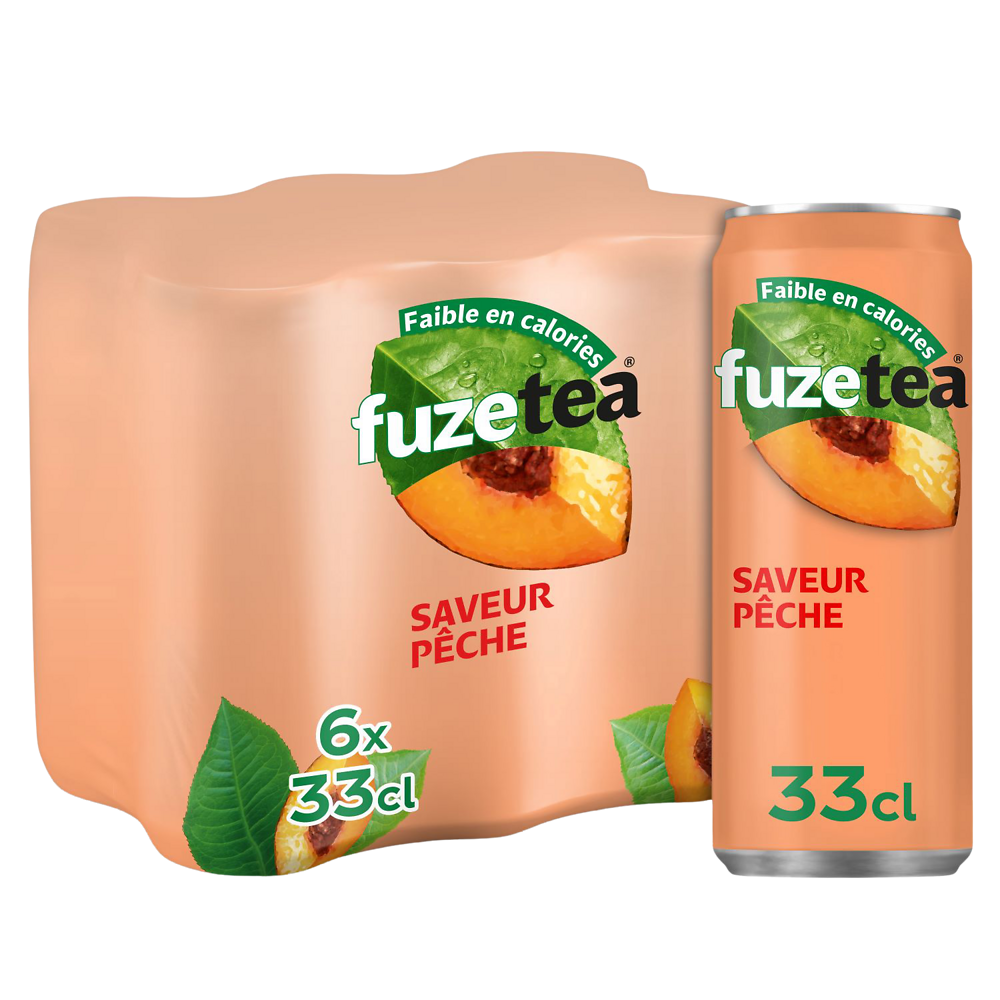Boisson au thé FUZETEA Pêche intense - Pack canette 6x33cl
