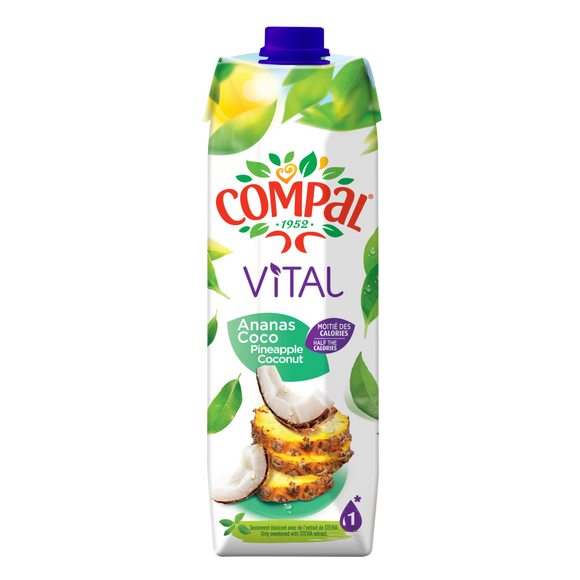 Jus de fruits ananas/coco COMPAL, brick 1 litre