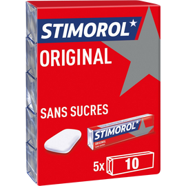 Chewing gum sans sucre menthe réglisse STIMOROL Original, 5x12 dragées, 70g