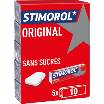 Chewing gum sans sucre menthe réglisse STIMOROL Original, 5x12 dragées, 70g