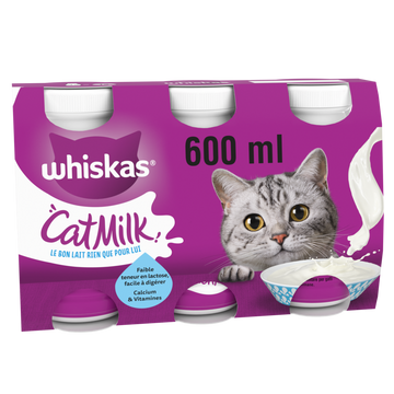 Lait chat Catmilk facile à digérer WHISKAS - 3x200ml