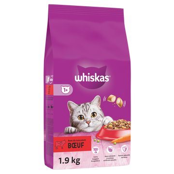 Croquettes chat au boeuf WHISKAS - 1,9kg