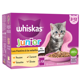 Sachets fraîcheur chaton Les Festins à la Volaille en gelée WHISKAS -12x85g