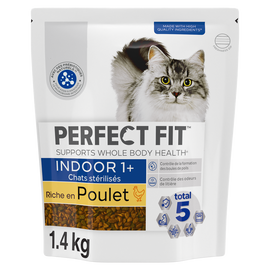 Croquettes chat stérilisé d'intérieur riche en Poulet PERFECT FIT - 1,4kg