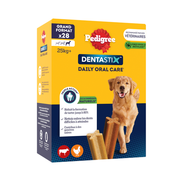 Bâtonnets à mâcher grand chien Dentastix PEDIGREE x28 - 1080g