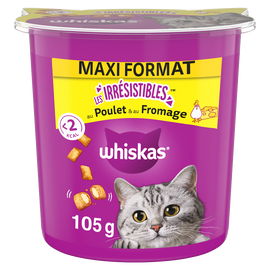 Friandises chat Les Irrésistibles au poulet et au fromage WHISKAS - 105g