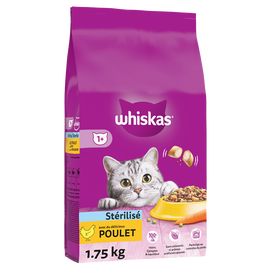 Croquettes chat stérilisé au poulet WHISKAS - 1,75kg