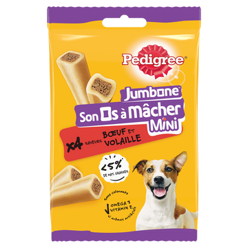 Friandise petit chien Os à mâcher saveur boeuf et volaille PEDIGREE x4- 160g