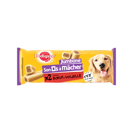 Friandises chien Os à mâcher saveur boeuf et volaille PEDIGREE x2 - 180g