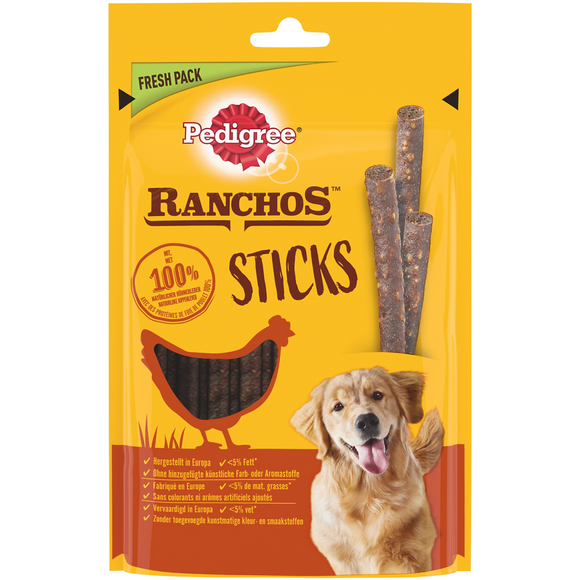 Friandises chien récompenses Ranchos Sticks au foie de poulet PEDIGREE- 60g
