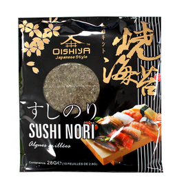 Algues nori pour sushi OISHIYA, 10 feuilles soit 28g
