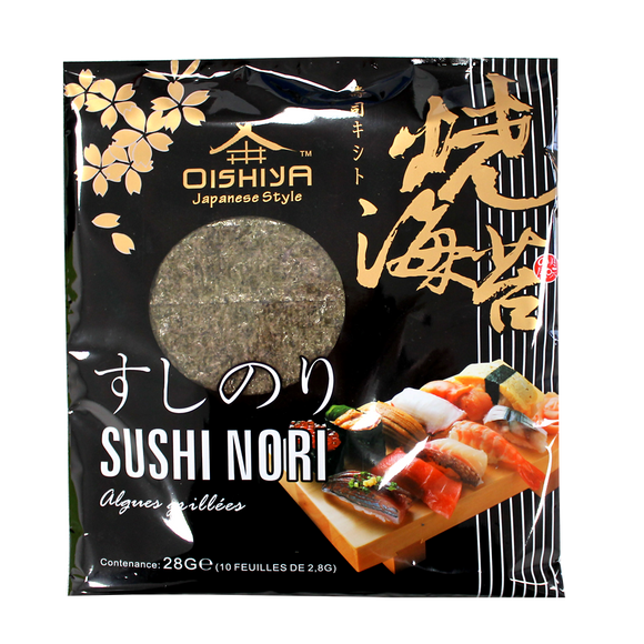 Algues nori pour sushi OISHIYA, 10 feuilles soit 28g