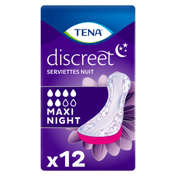 Serviettes pour incontinence Silky Softness maxi night TENA LADY, x12