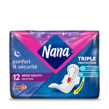 Serviettes hygiéniques Goodnight Maxi avec ailettes NANA, x12