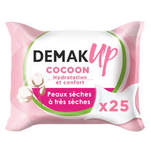 Lingettes démaquillantes pour peaux sèches et sensibles DEMAK'UP, x25