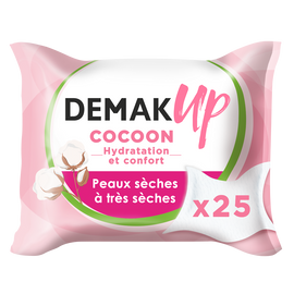 Lingettes démaquillantes pour peaux sèches et sensibles DEMAK'UP, x25