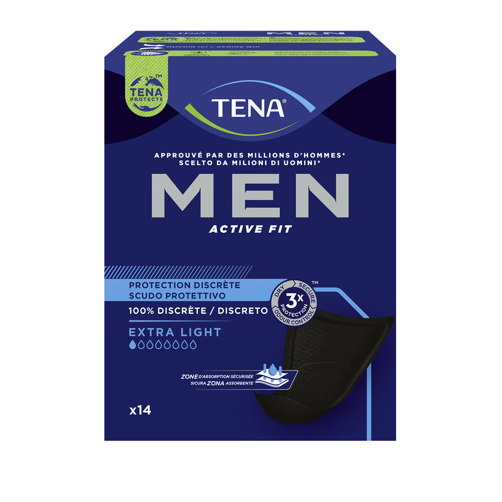 Protection incontinence discrète men extra light - Taille M - TENA, x14