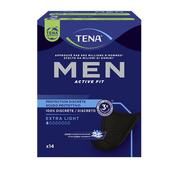 Protection incontinence discrète men extra light - Taille M - TENA, x14