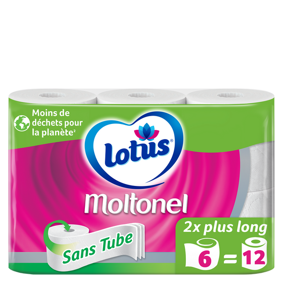 Papier toilette sans tube uni Lotus MOLTONEL 6 rlx = 12