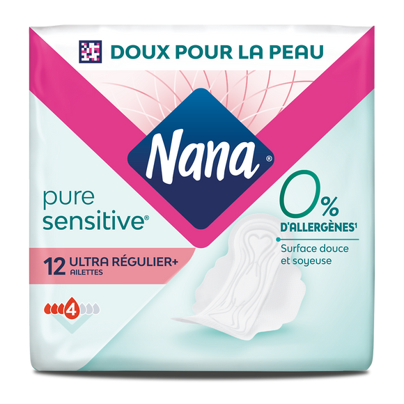 Serviettes hygiéniques Pure Sensitive normal+ 0% allergène NANA, x12
