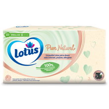 Mouchoirs blancs pure 0% parfum 3 épaisseurs LOTUS, boîte x80