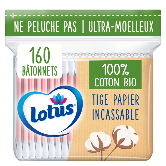 Coton-tiges LOTUS bâtonnets x160