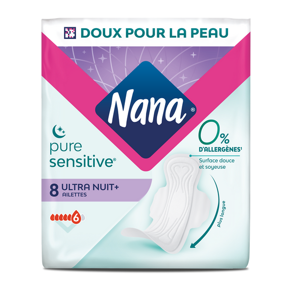 Serviettes hygiéniques ultra PureSensitive Night NANA x8