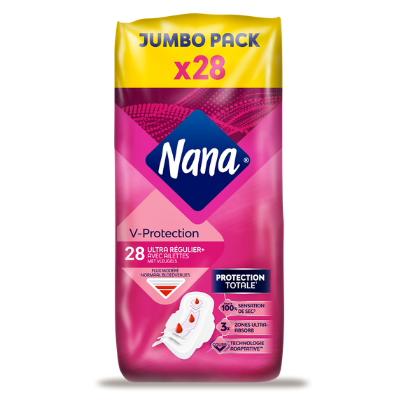 Serviettes hygiéniques ultra régulier plus jumbo pack NANA x28