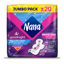 Serviettes hygiéniques ultra goodnight jumbo pack NANA x20