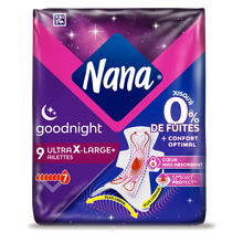 Serviettes hygièniques ultra goodnight extra large NANA x9