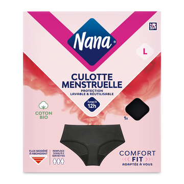 Culotte menstruelle Hipster coton NANA noire taille L