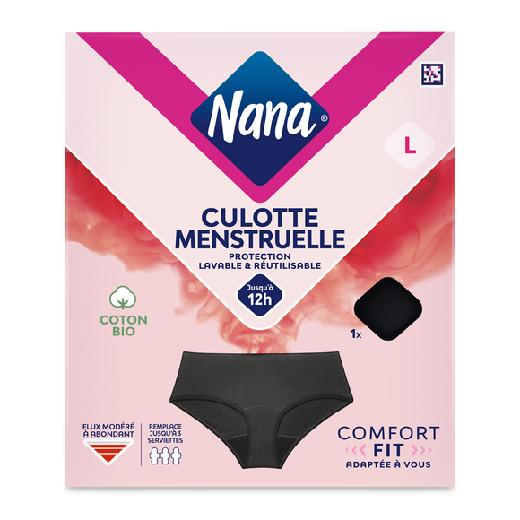 Culotte menstruelle Hipster coton NANA noire taille L