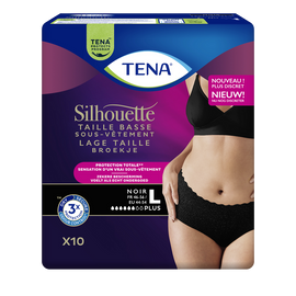 Sous-vêtements normal taille basse noir L TENA silhouette x10