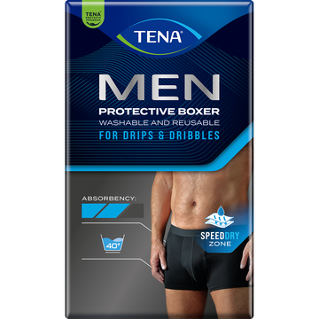 Sous-vêtement Boxer incontinence TENA homme protection lavable et réutilisable noir Taille L x1