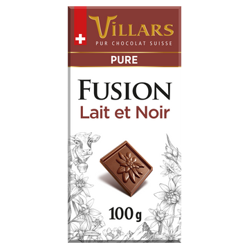 Chocolat au lait fusion pur VILLARS, Tablette de 100g