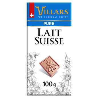 Chocolat au pur lait suisse à l'ancienne VILLARS Tablette de 100g (CopieChocolat au pur lait Suisse VILLARS, Tablette de 100g