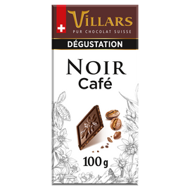 Chocolat noir aux pépites de café Dégustation VILLARS, Tablette de 100g