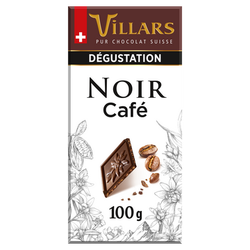 Chocolat noir aux pépites de café Dégustation VILLARS, Tablette de 100g