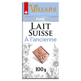 Chocolat au pur lait suisse à l'ancienne VILLARS Tablette de 100g