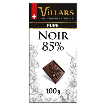Tablette chocolat noir 85% de cacao pur VILLARS 100g