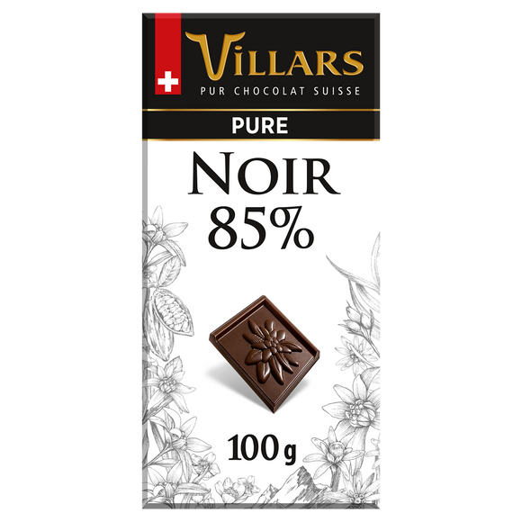 Tablette chocolat noir 85% de cacao pur VILLARS 100g