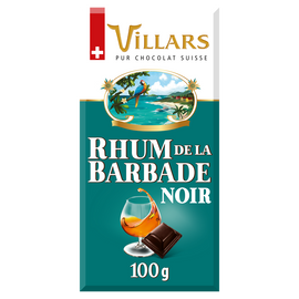 Chocolat noir liqueur rhum de barbade VILLARS tablette 100g