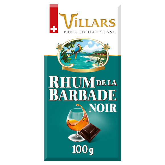 Chocolat noir liqueur rhum de barbade VILLARS tablette 100g