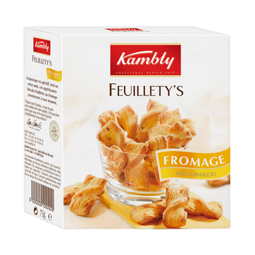 Snacks feuilletés au beurre et gruyère Suisse Feuillety's KAMBLY, 75g