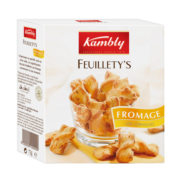 Snacks feuilletés au beurre et gruyère Suisse Feuillety's KAMBLY, 75g